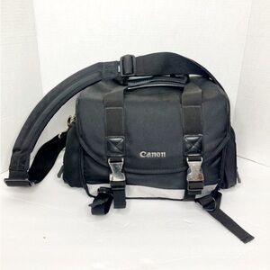 Canon Camera Black/Silver Bag Case With Carry Strap Metal Adjustments